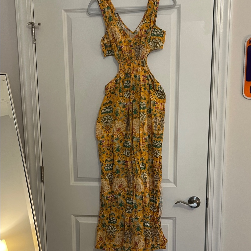 Maeve Yellow Floral Cutout Maxi Dress